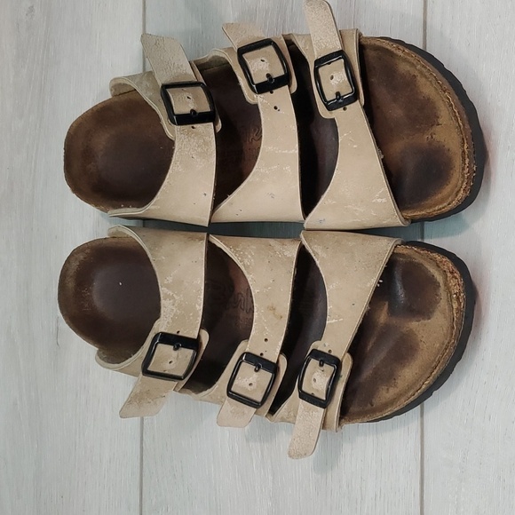 Birkenstock Birkis Women Leather Taupe Sandals shoes sz 37/6 - Picture 4 of 12